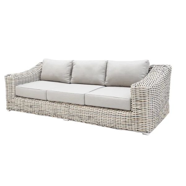 Sommer 91.3'' Wide Outdoor Wicker Patio Sofa with Cushions | Wayfair North America