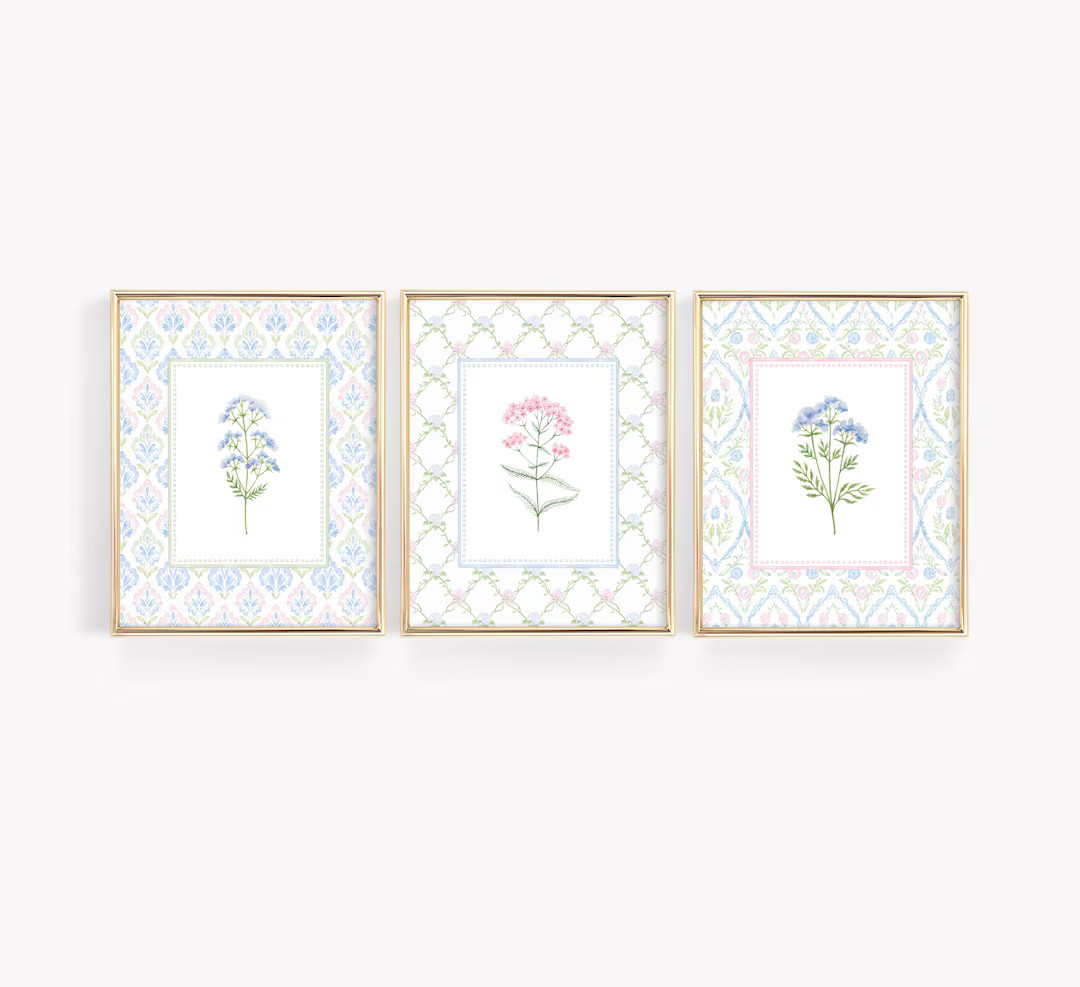 Wildflower Nursery Prints, Baby Girl Nursery Decor, Girls Bedroom Prints, Pastel Nursery Wall Art... | Etsy (US)