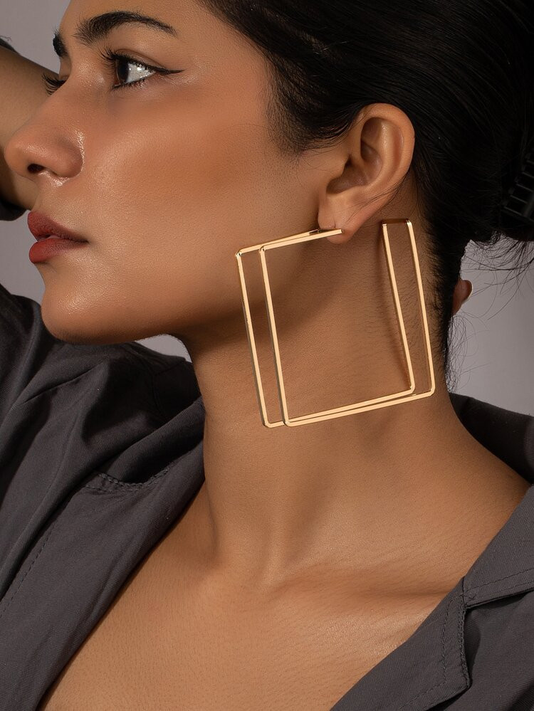 Square Design Cuff Hoop Earrings | SHEIN