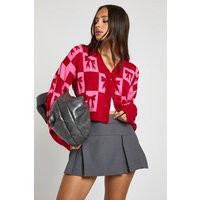 boohoo Women's Bow Crop Christmas Cardigan in Red | Size: Medium | Knitted | boohoo (US & Canada)
