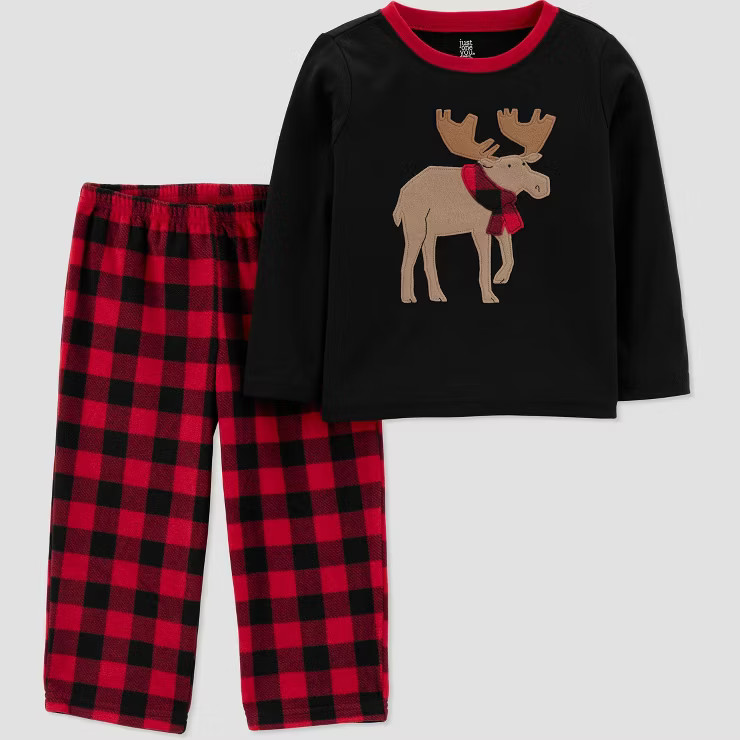 Carter's Just One You® Toddler Boys' 2pc Buffalo Check Moose Pajama Set - Black/Red | Target