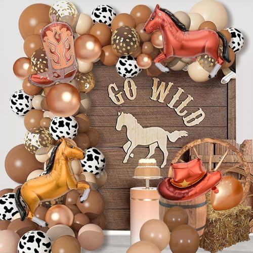 172pcs Western Cowboy Party Decorations Western Balloon Arch Kit include Horse Racing Cow Print Balloons for Western Cowboy Cowgirl Farm Animal Themed Party Baby Shower Birthday Party Decorations | Amazon (US)