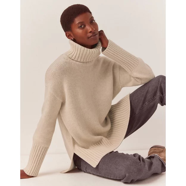 Chunky Roll Neck Jumper with Wool | The White Company (UK)