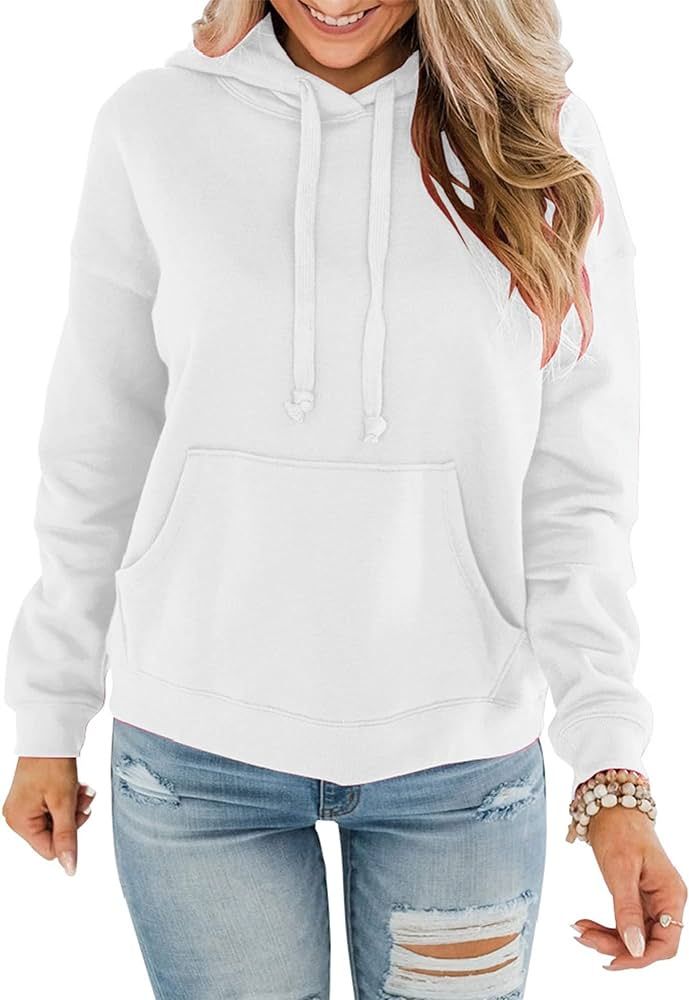 BeadChica Womens Casual Hoodies Crew Neck Long Sleeve Sweatshirts With Pocket Lightweight Pullove... | Amazon (US)