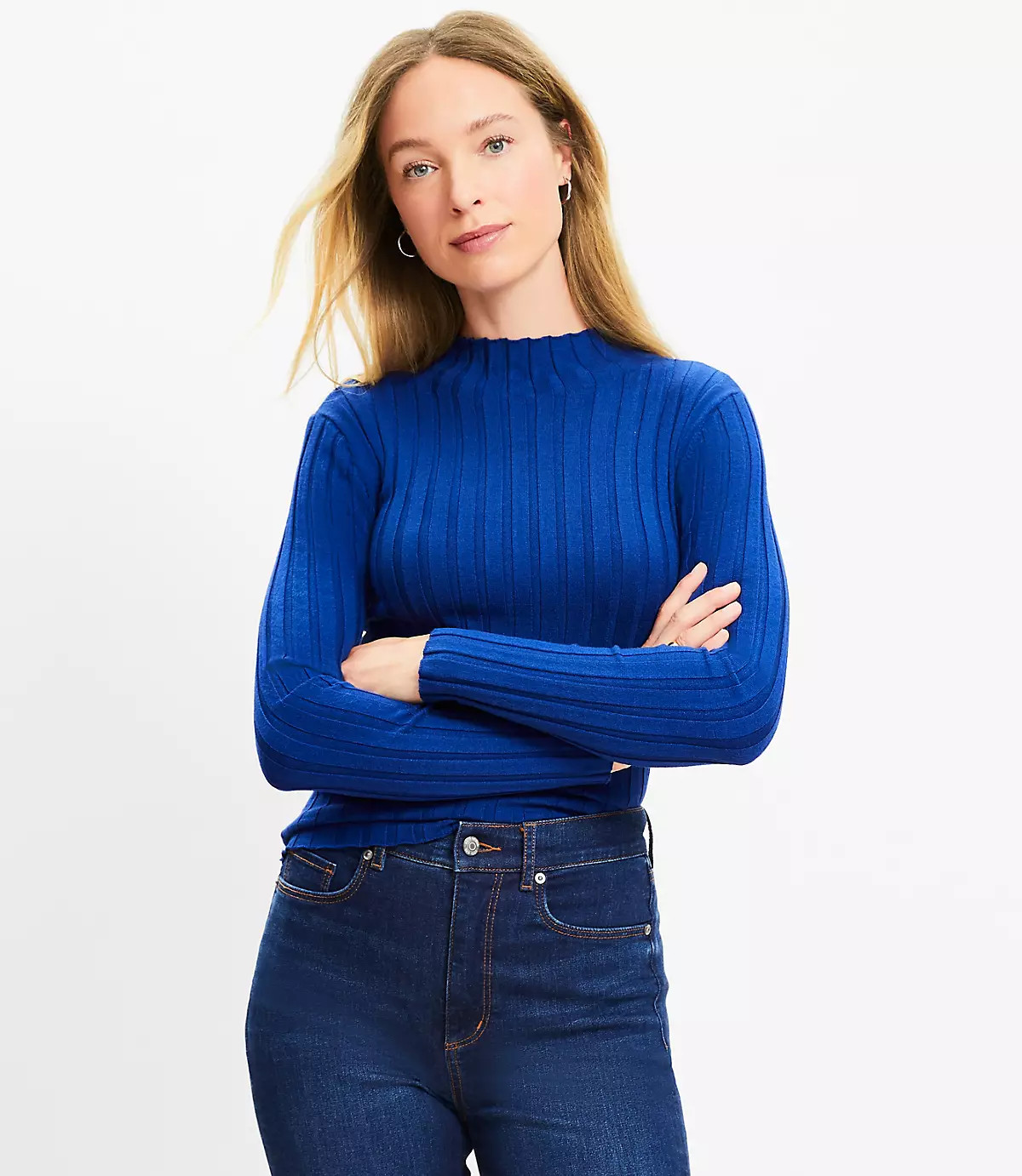 Ribbed Mock Neck Sweater | LOFT