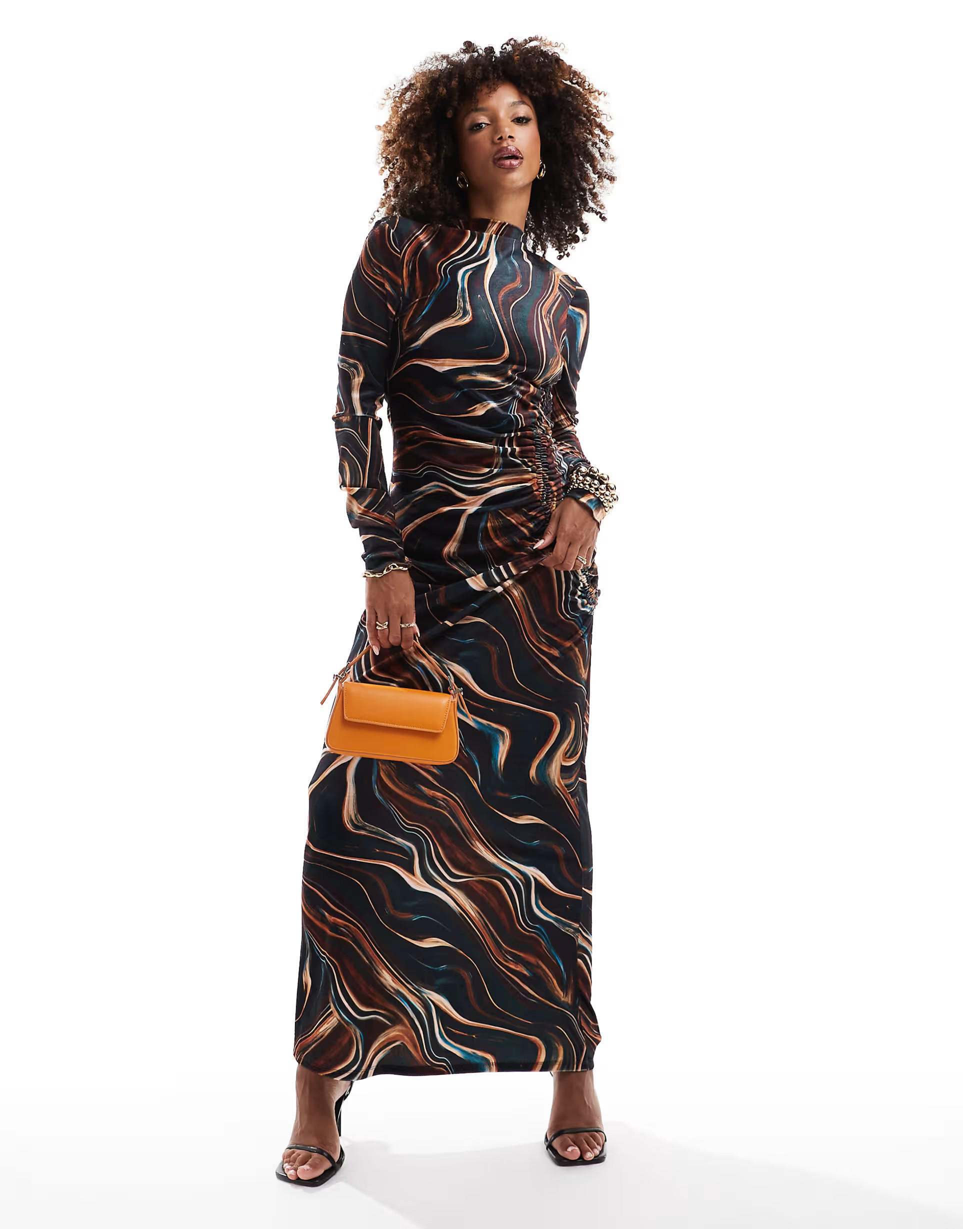 Daska high neck maxi dress in dark marble print | ASOS (Global)