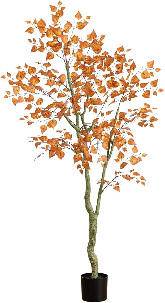 Nearly Natural 6ft Autumn Birch Leaf Artificial Fall Tree - Harvest Season Decor - Indoor Faux Pl... | Amazon (US)