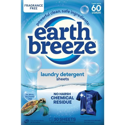 Earth Breeze Fragrance Free Laundry Detergent Sheets - 60 loads: Hypoallergenic, Bleach-Free, Non-Toxic, Dermatologist Tested | Target