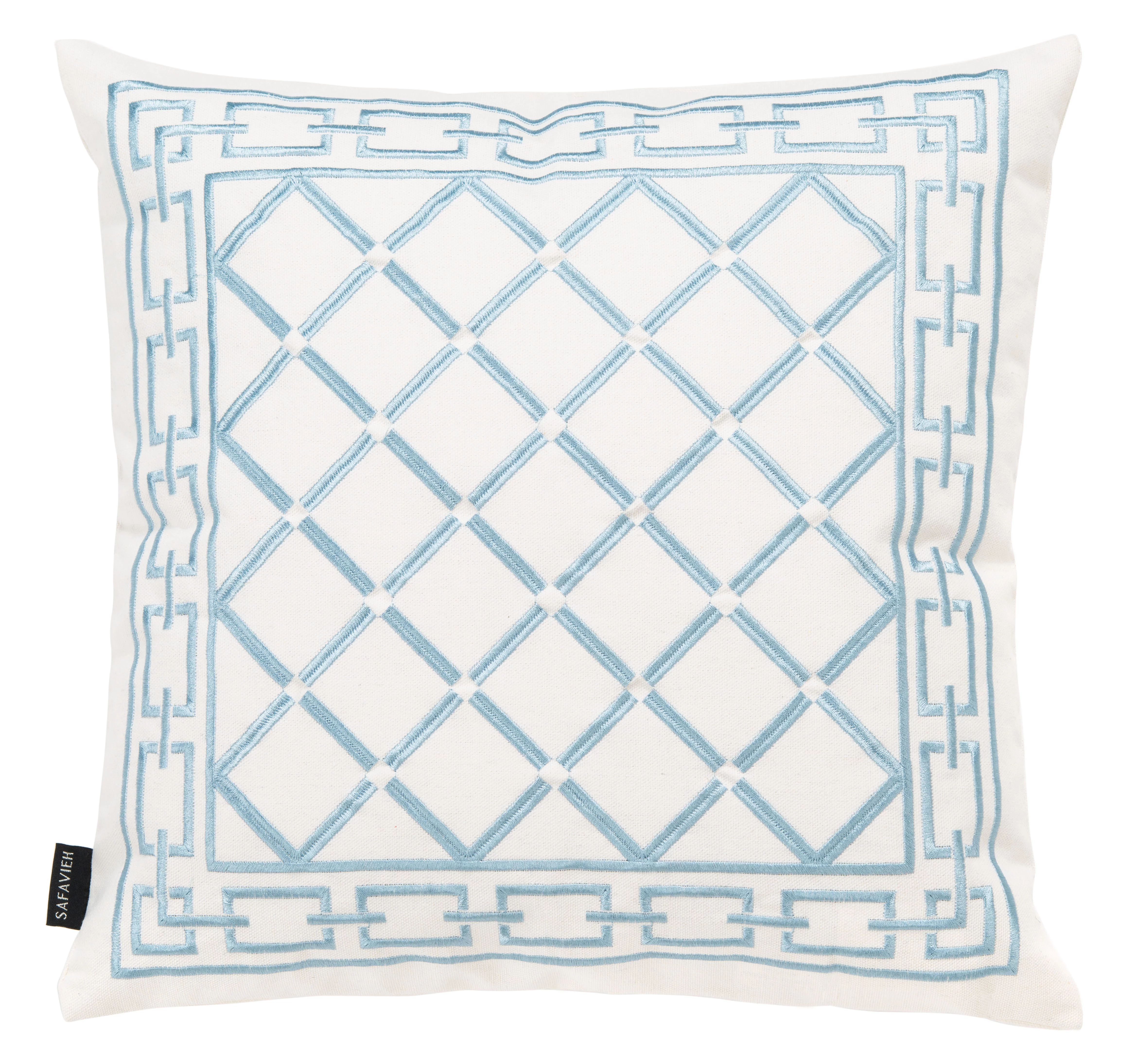 Safavieh Bentra Geometric Decorative Pillow, 18" x 18", Blue/White - Walmart.com | Walmart (US)