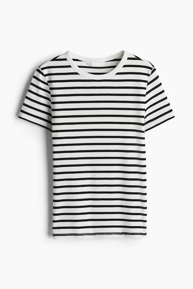 H & M - Ribbed T-Shirt - Black | H&M (US + CA)