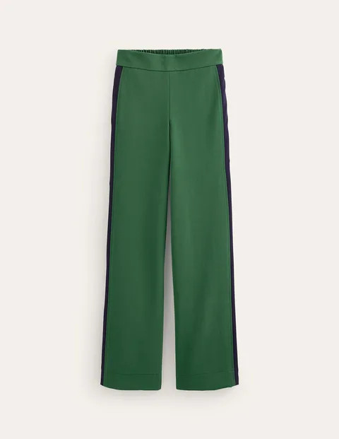 Pull On Side Stripe Trousers Pine with Navy Stripe Women Boden | Boden (US)