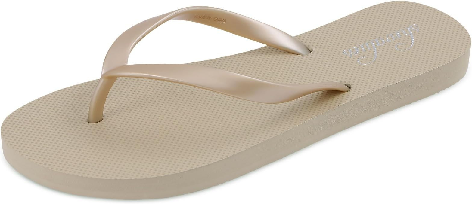 shevalues Slim Flip Flops for Women Beach Rubber Shower Shoes Basic Thong Sandals | Amazon (US)