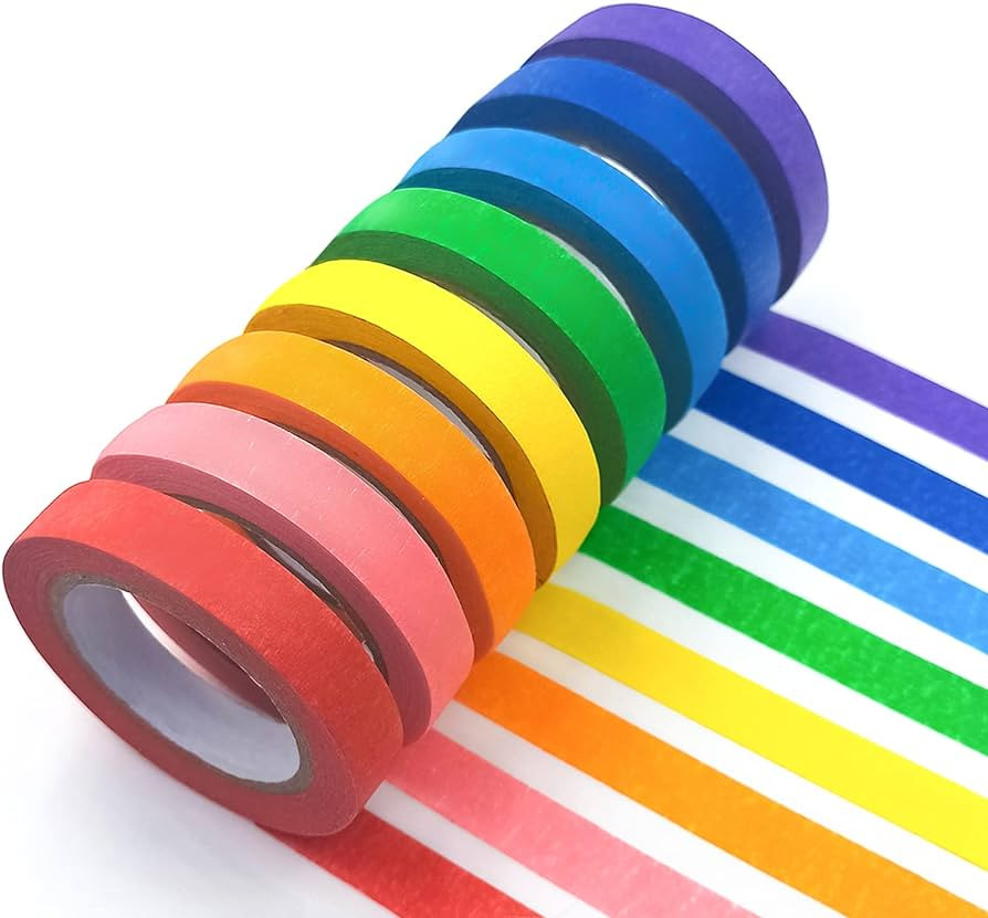 8PCS Colored Masking Tape - Painters Tape, Rainbow Colors Rolls, Kids Art Supplies, Great for Cra... | Amazon (US)