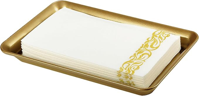 Vintage Farmhouse Decor Metal Vanity Tray (1 Pack), Countertop Guest Hand Towel Storage Tray Disp... | Amazon (US)
