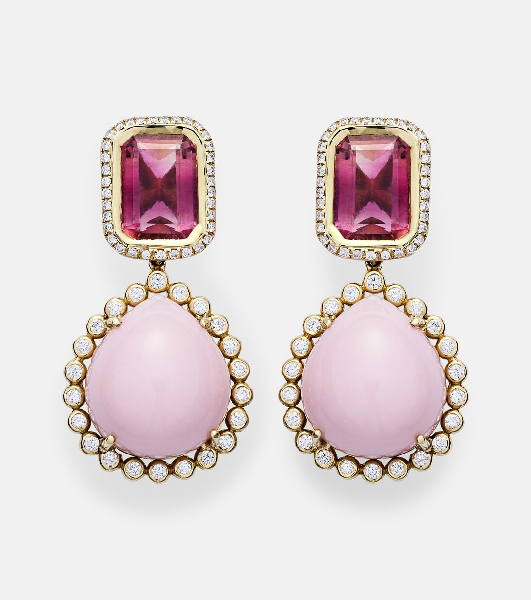 18kt gold earrings with opal, tourmaline, and diamonds | Mytheresa (US/CA)