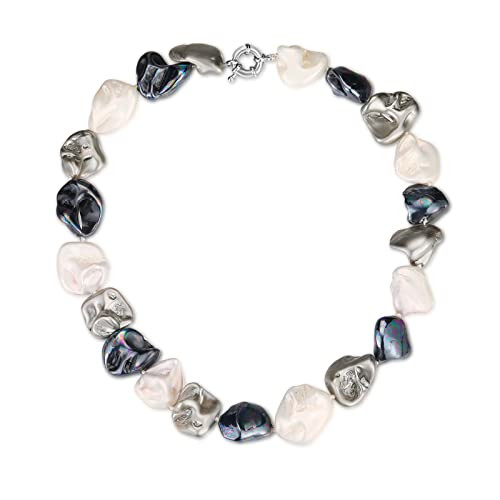 Amazon.com: Pearl Choker Necklace for Women Boho Beaded Statement Necklace with Black White Large... | Amazon (US)