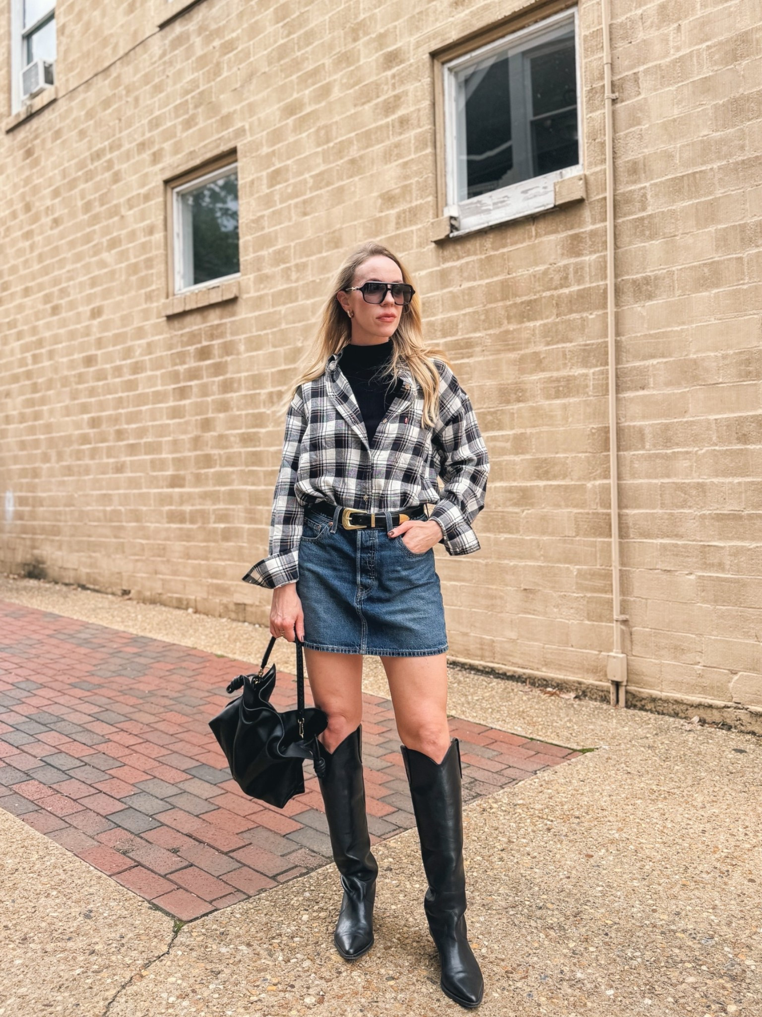 Western chic, flannel shirt fall outfit, @levi denim mini skirt, cowboy boots

#LTKSeasonal #LTKOver40 #LTKSaleAlert