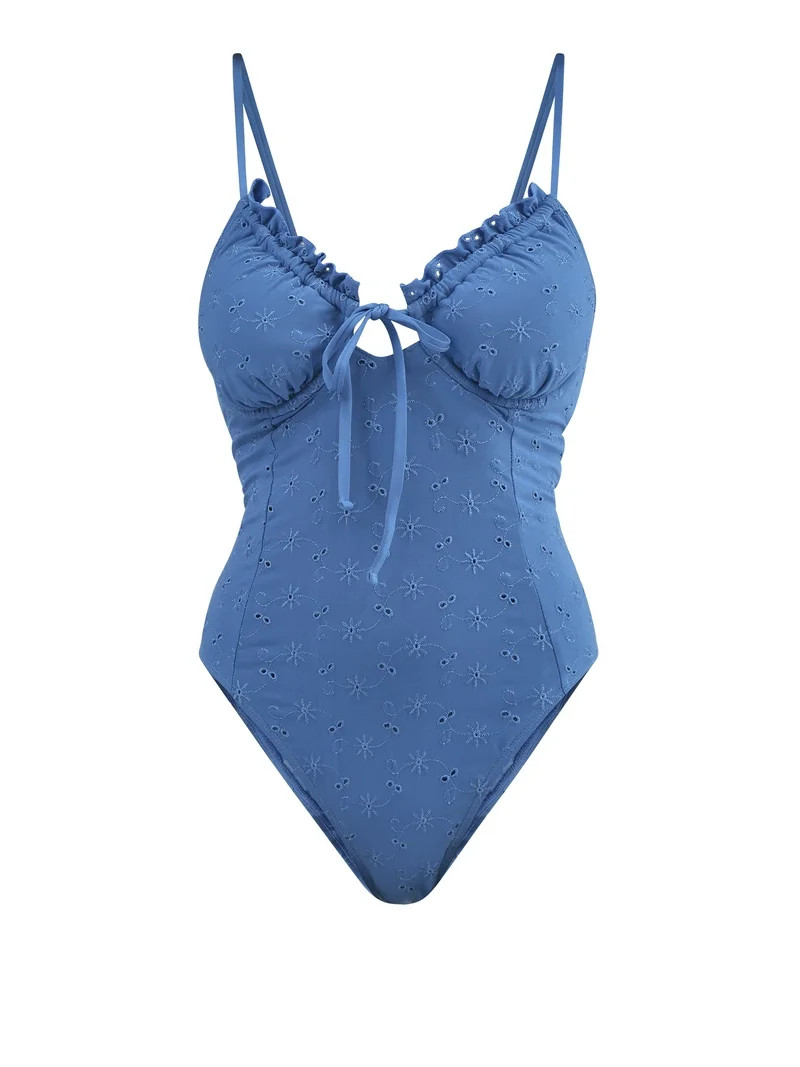 Celebrity Pink Women's Ruffle Neck Underwire One Piece Swimsuit, Sizes XS-XXL | Walmart (US)