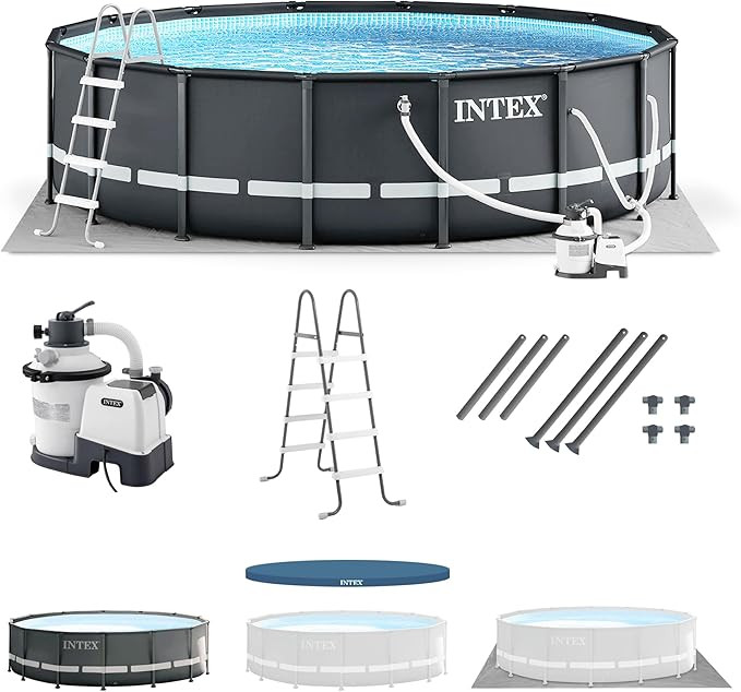 Intex Ultra XTR Frame 14' x 42" Round Above Ground Outdoor Swimming Pool Set with Sand Filter Pum... | Amazon (US)