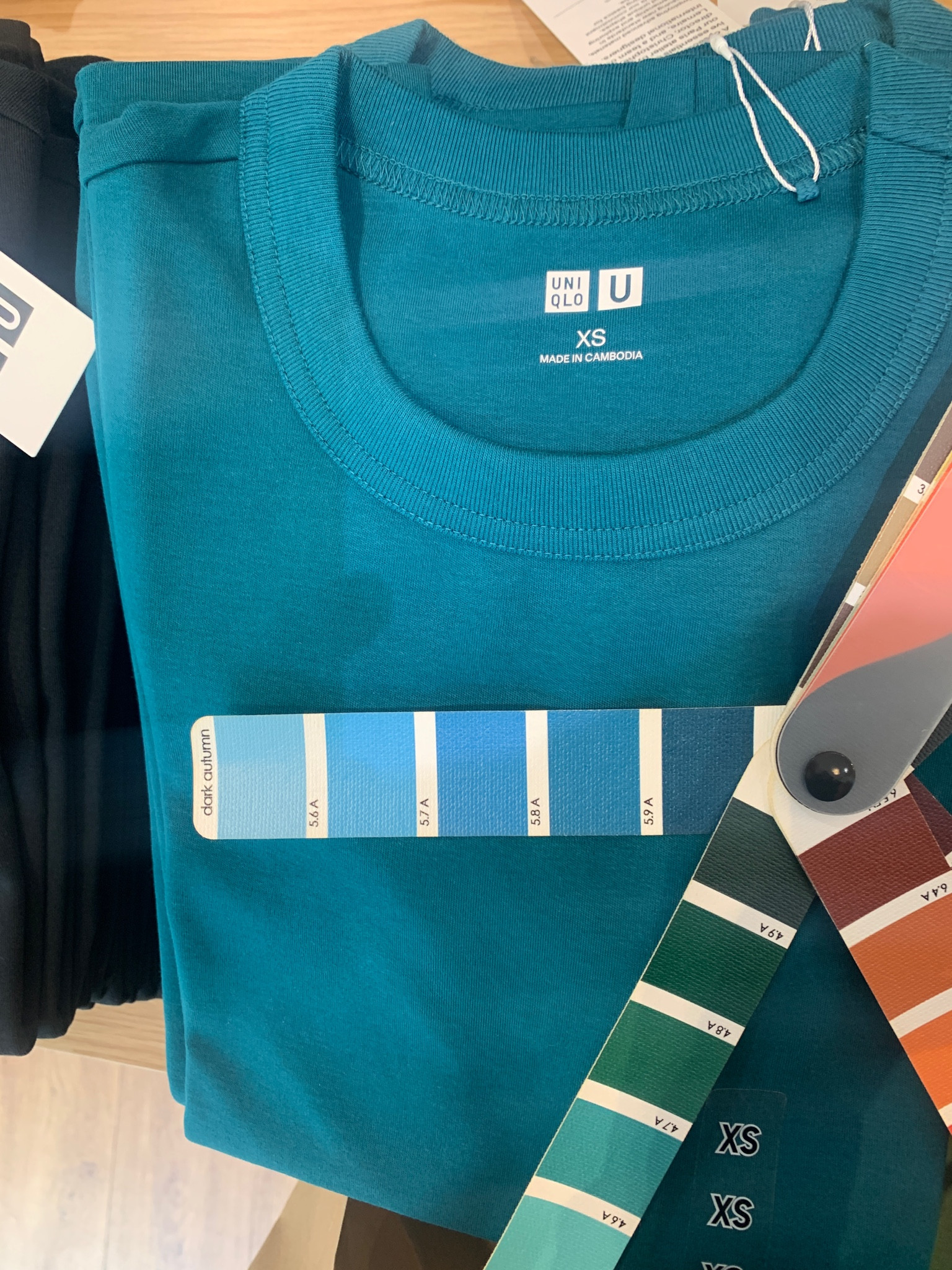 Uniqlo finds. This basic tee in a perfect dark autumn shade of blue  