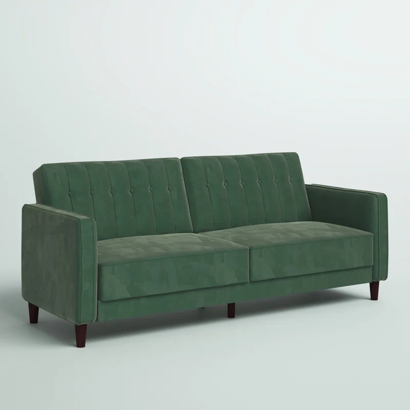 Perdue 81.5" Velvet Square Arm Convertible Sofa | Wayfair North America