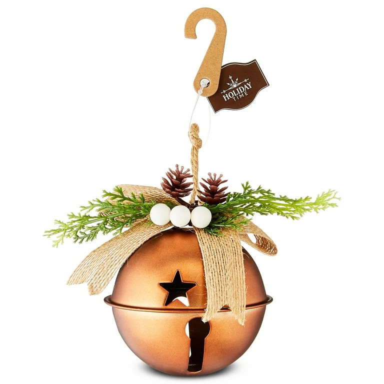 Bronze Round Bell Christmas Ornament, Cabin Chic Theme, 4.3", by Holiday Time | Walmart (US)