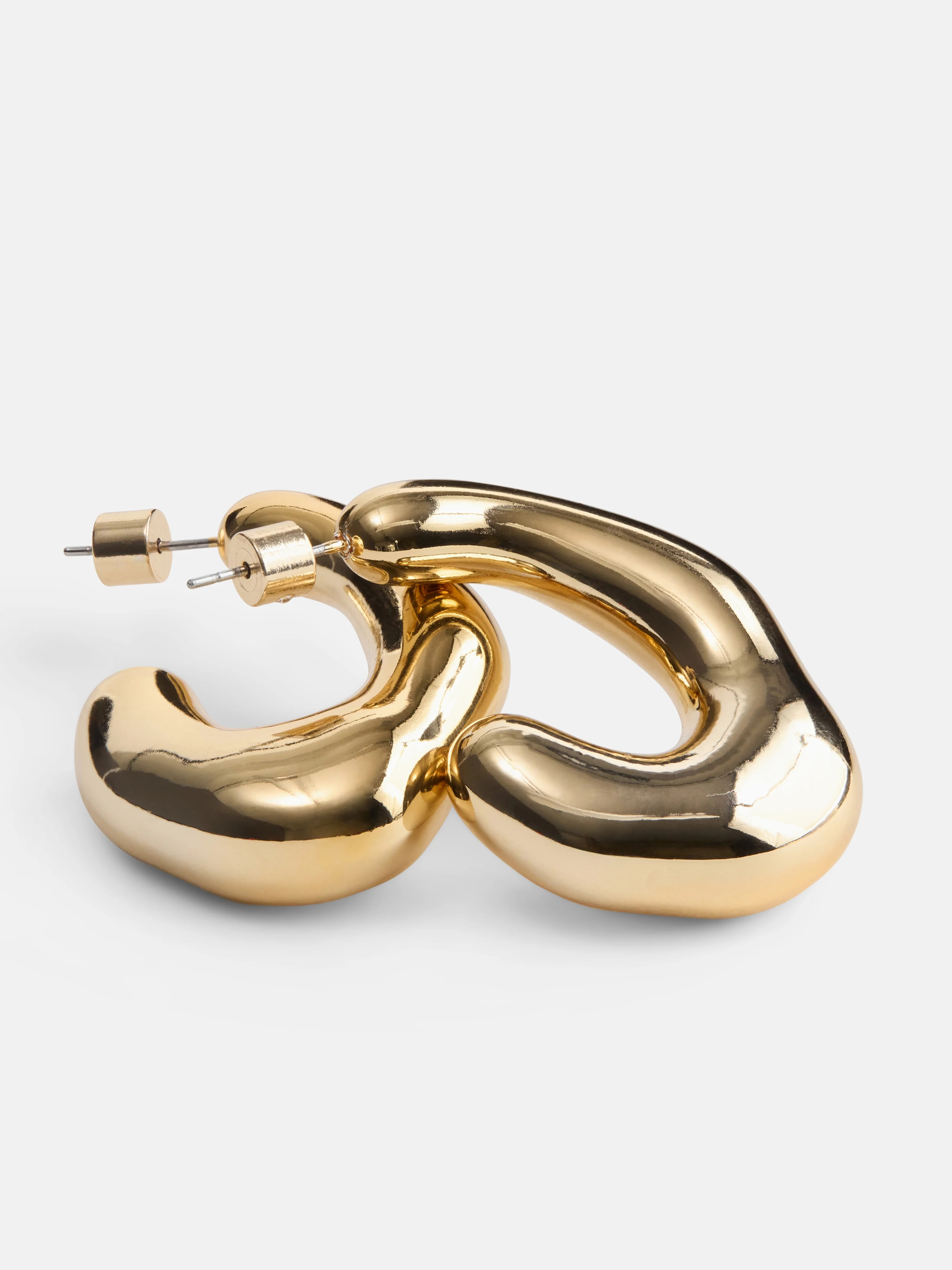 Scoop Women's Gold Tone Abstract Open Hoop Earrings, 1 Pair | Walmart (US)