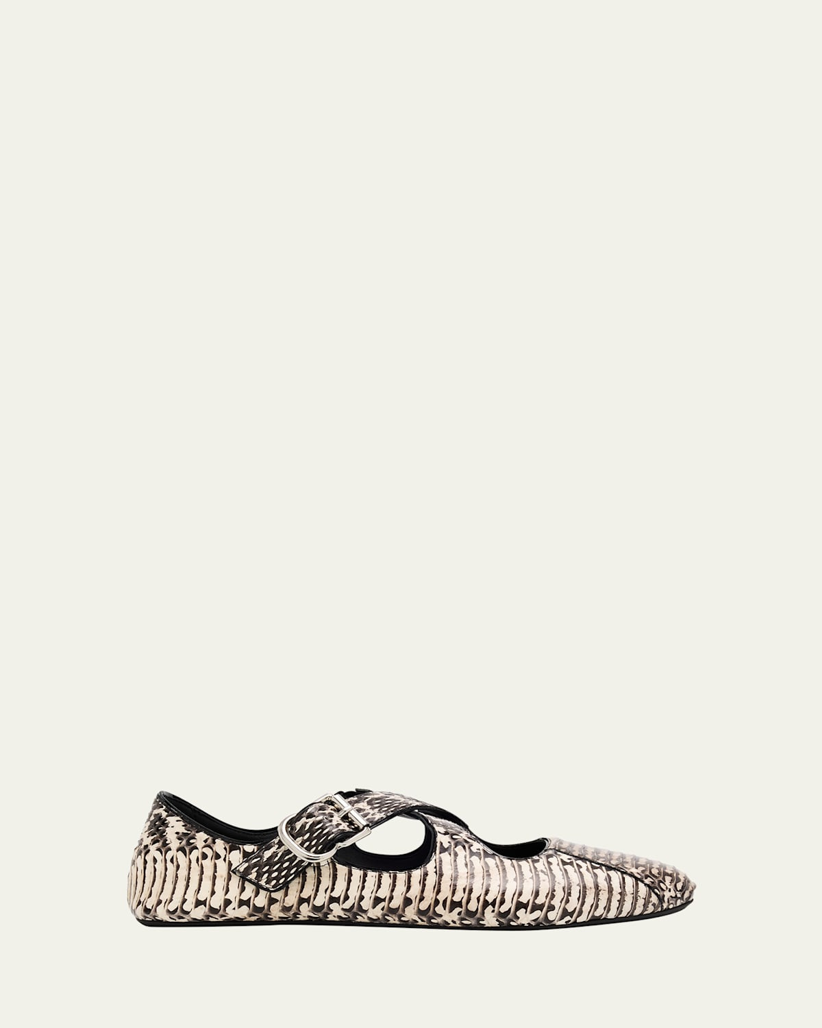 Snakeskin Leather Pattern Cross Ballerina Flats | Bergdorf Goodman