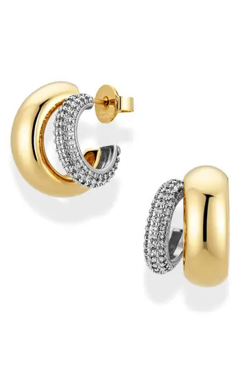 MOD + JO Conrad Pavè Hoop Earrings in Mix -Metal at Nordstrom Rack | Nordstrom Rack