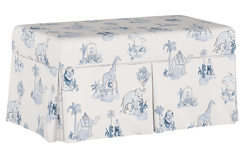 Toile Storage Bench, Blue | One Kings Lane