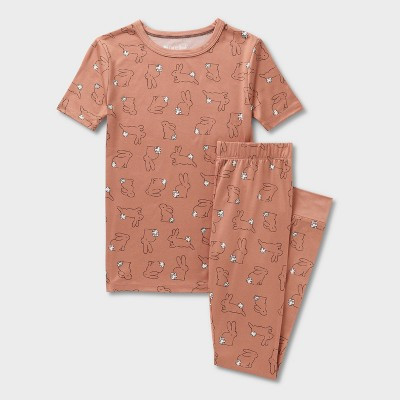 Kids' 2pc Easter Bunnies Tight Fit Pajama Set - Cat & Jack™ Brown 6 | Target