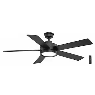 Baxtan 56 in. LED Matte Black Ceiling Fan with Light and Remote Control | The Home Depot