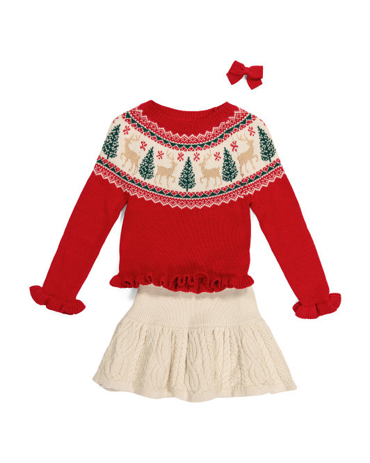 Girls 2pc Fair Isle Christmas Tree Sweater Skirt Set | Kids' Sets | Marshalls | Marshalls