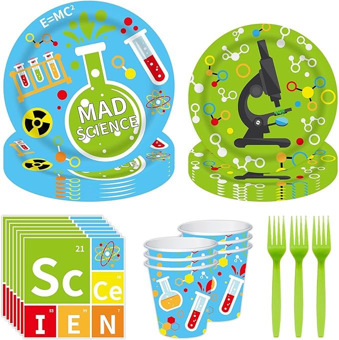 120 Pcs Science Birthday Party Decorations Disposable Party Supplies Themed Science Party Decorat... | Amazon (US)