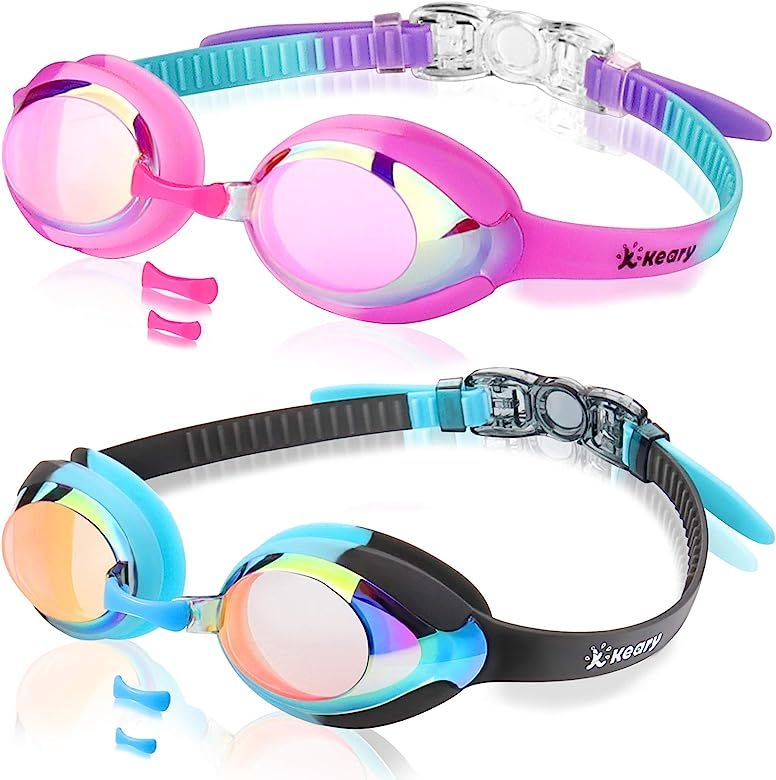 Keary Kids Swim Goggles for Toddler Kids Youth(3-12),Anti-Fog Waterproof Anti-UV Clear Vision Wat... | Amazon (US)