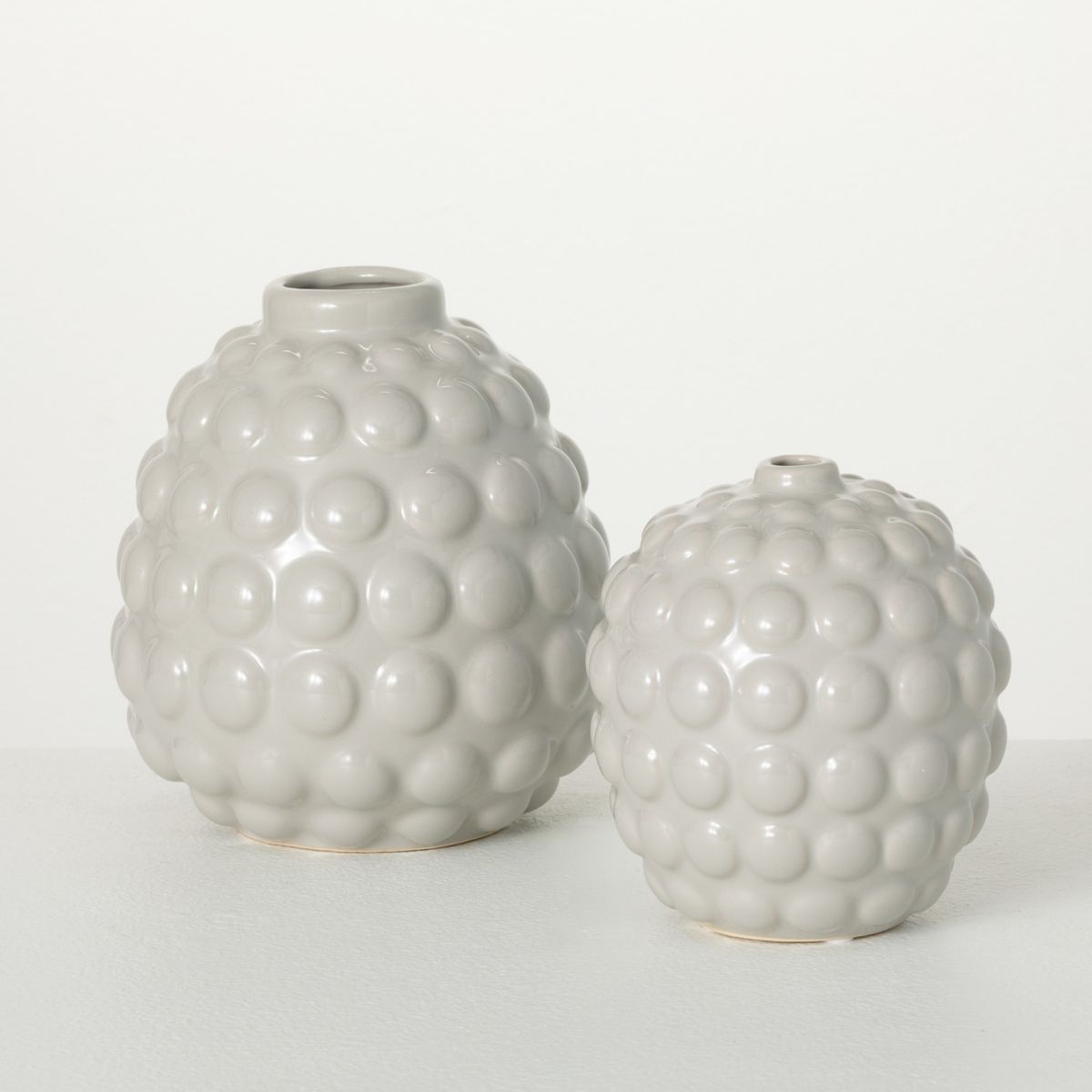 Sullivans 4.5" & 7" Ceramic Bubble Ellipse Vases Set of 2, Cream | Target