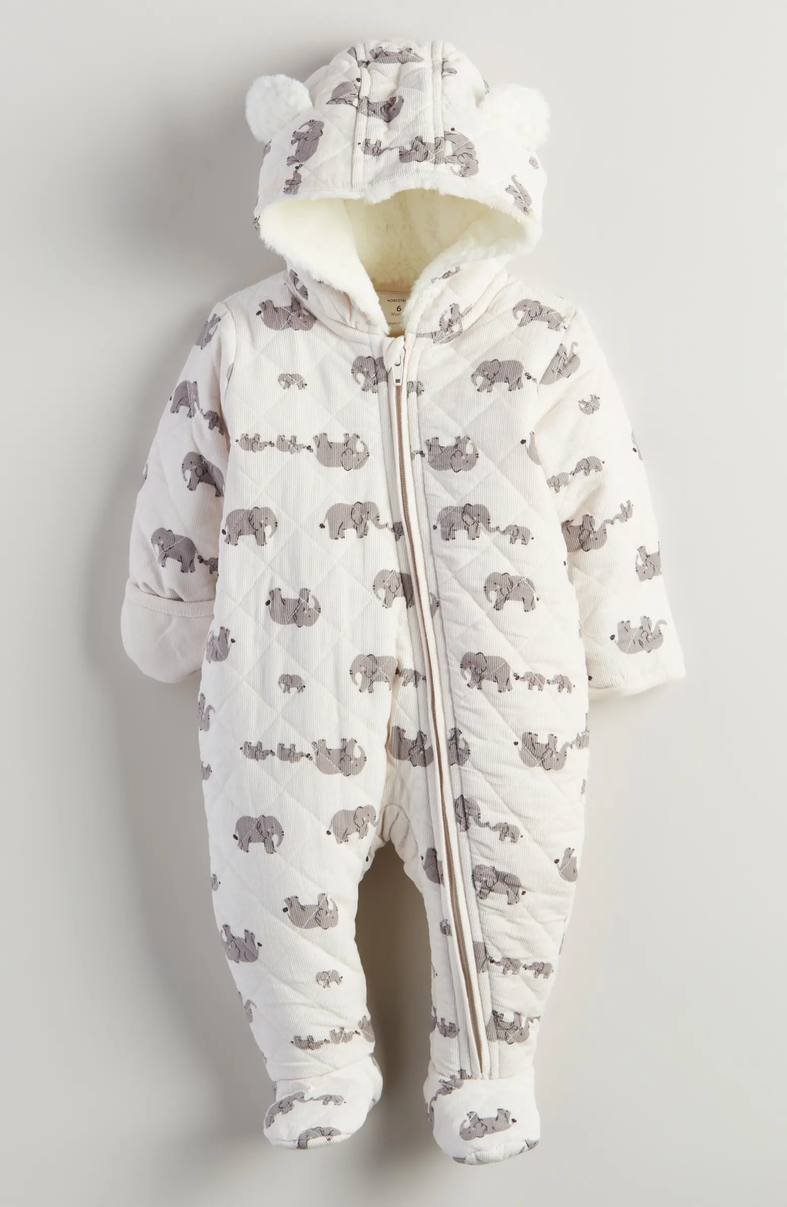 Nordstrom Ear Appliqué Quilted Faux Fur Lined Hooded Bunting | Nordstrom | Nordstrom