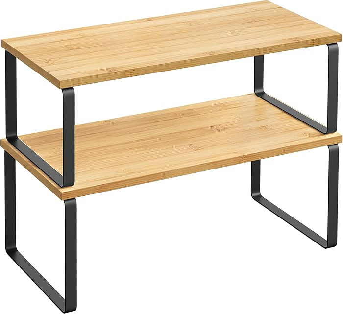 SONGMICS Cabinet Organizer Shelf, Set of 2 Kitchen Counter Shelves, Kitchen Storage, Spice Rack, ... | Amazon (US)