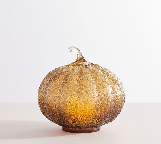 Textured Glass Amber Pumpkin Cloche | Pottery Barn (US)