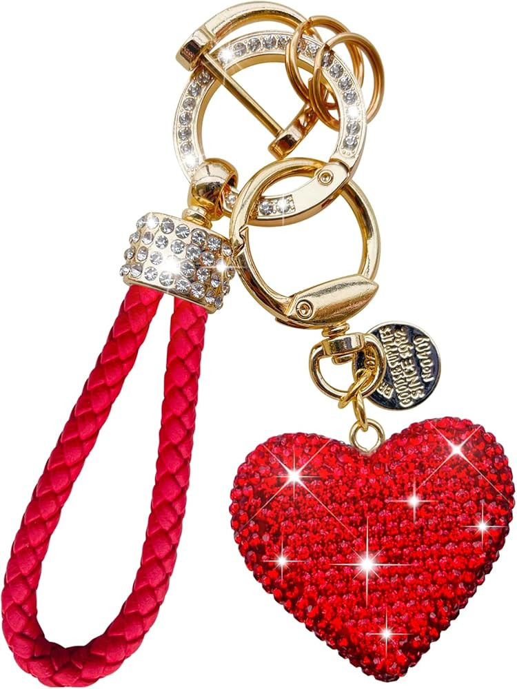 Crystal Keychain for Women with Sparkly Rhinestones Heart Shape, Pretty Key Chains for Women Girl... | Amazon (US)