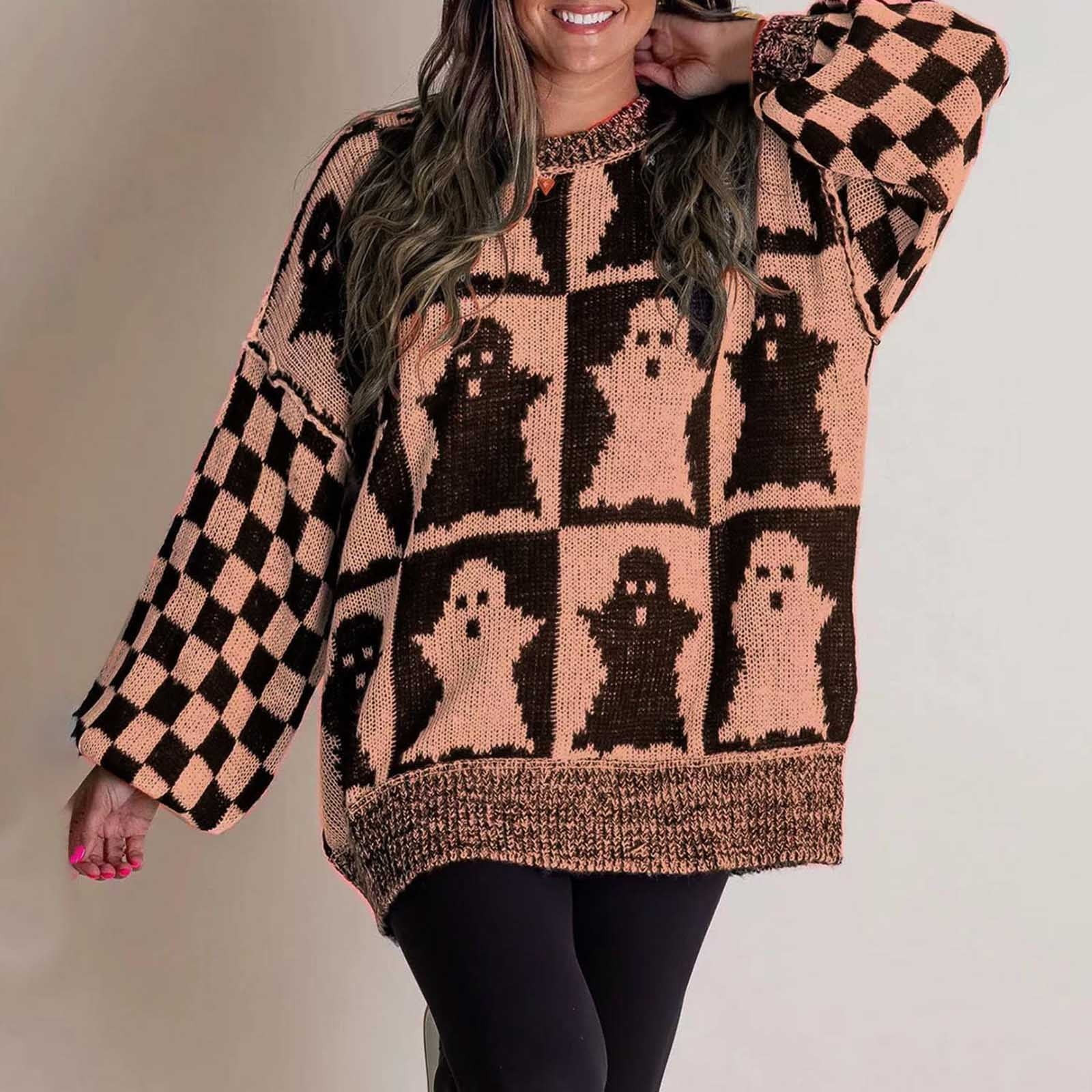 Brondbend Casual Sweaters for Women Halloween Knit Tops for Women Fall Fashion Crewneck Long Slee... | Walmart (US)