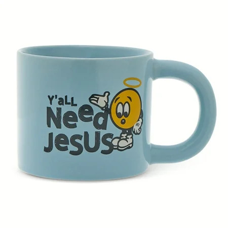 Thyme & Table 13.5 fl oz "Y'all Need Jesus" Blue Stoneware Mug | Walmart (US)