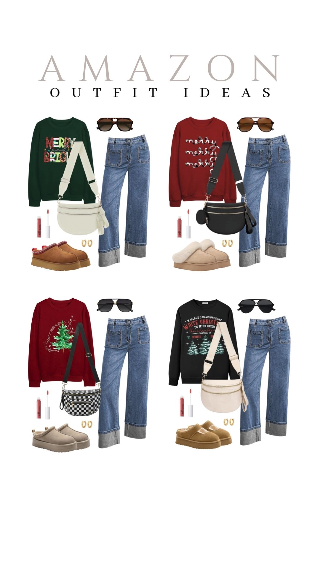 Stay cozy this season in a soft sweater and your favorite jeans. These holiday sweaters are so cute!
christmas sweaters, cuffed wide leg denim jeans, platform slippers, sojos sunglasses, casual look, vacation style, fall to winter outfit, makeup must have, beauty favorite, winter outfit, functional bag, amazon fashion, affordable style

#LTKSeasonal #LTKU #LTKFindsUnder50