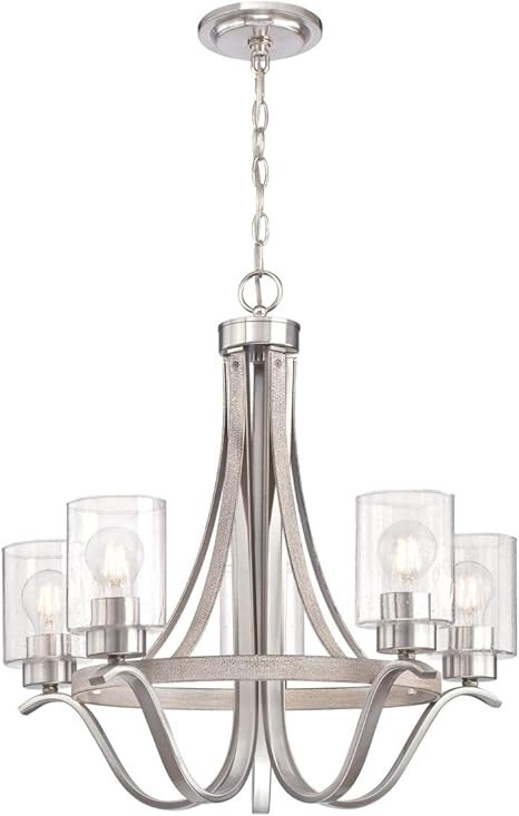 Westinghouse Lighting 6576900 Barnwell Five-Light Indoor Chandelier, Antique Ash and Brushed Nick... | Amazon (US)