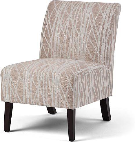 SIMPLIHOME Woodford 22 inch Wide Contemporary Accent Chair in Patterned Fabric in Beige, White, w... | Amazon (US)