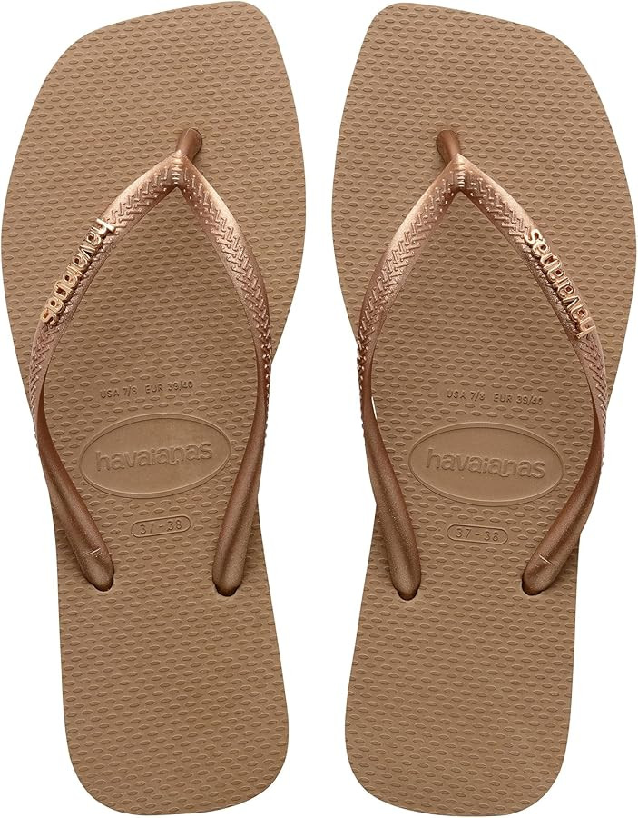 Havaianas Women's Slim Square Logo Metallic Flip-Flop | Amazon (US)