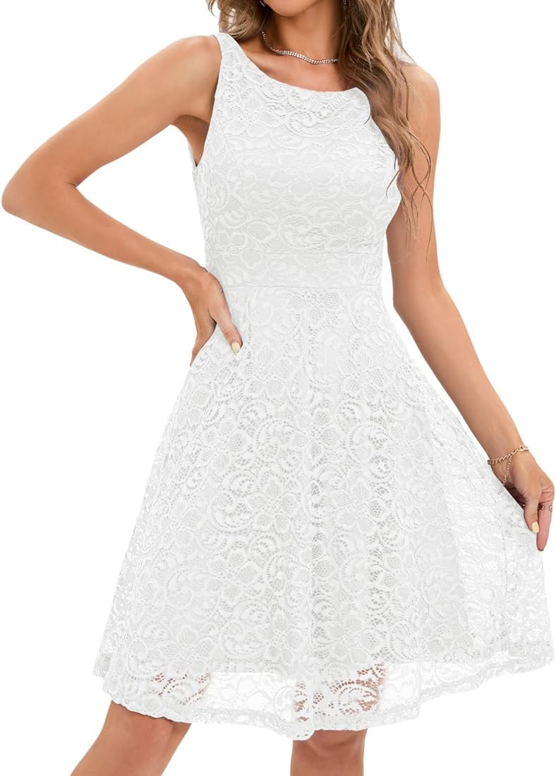 Bbonlinedress Women Floral Lace Wedding Guest Dress Vintage Cocktail Party Short Homecoming Dress | Amazon (CA)