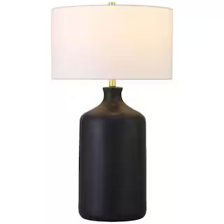 Sloane 29 in. Matte Black/White Ceramic Table Lamp with Fabric Shade | The Home Depot