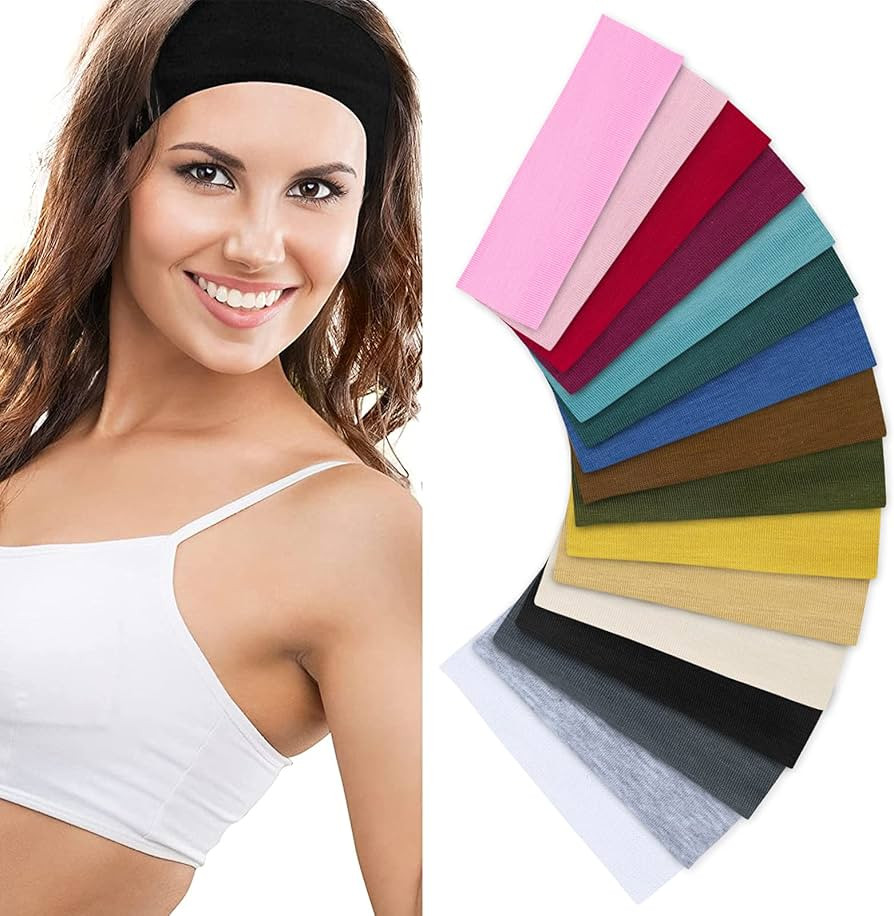 Huachi 16 Pack Headbands for Women Thin Workout Yoga Running Sports Elastic Hair Bands for Short ... | Amazon (US)