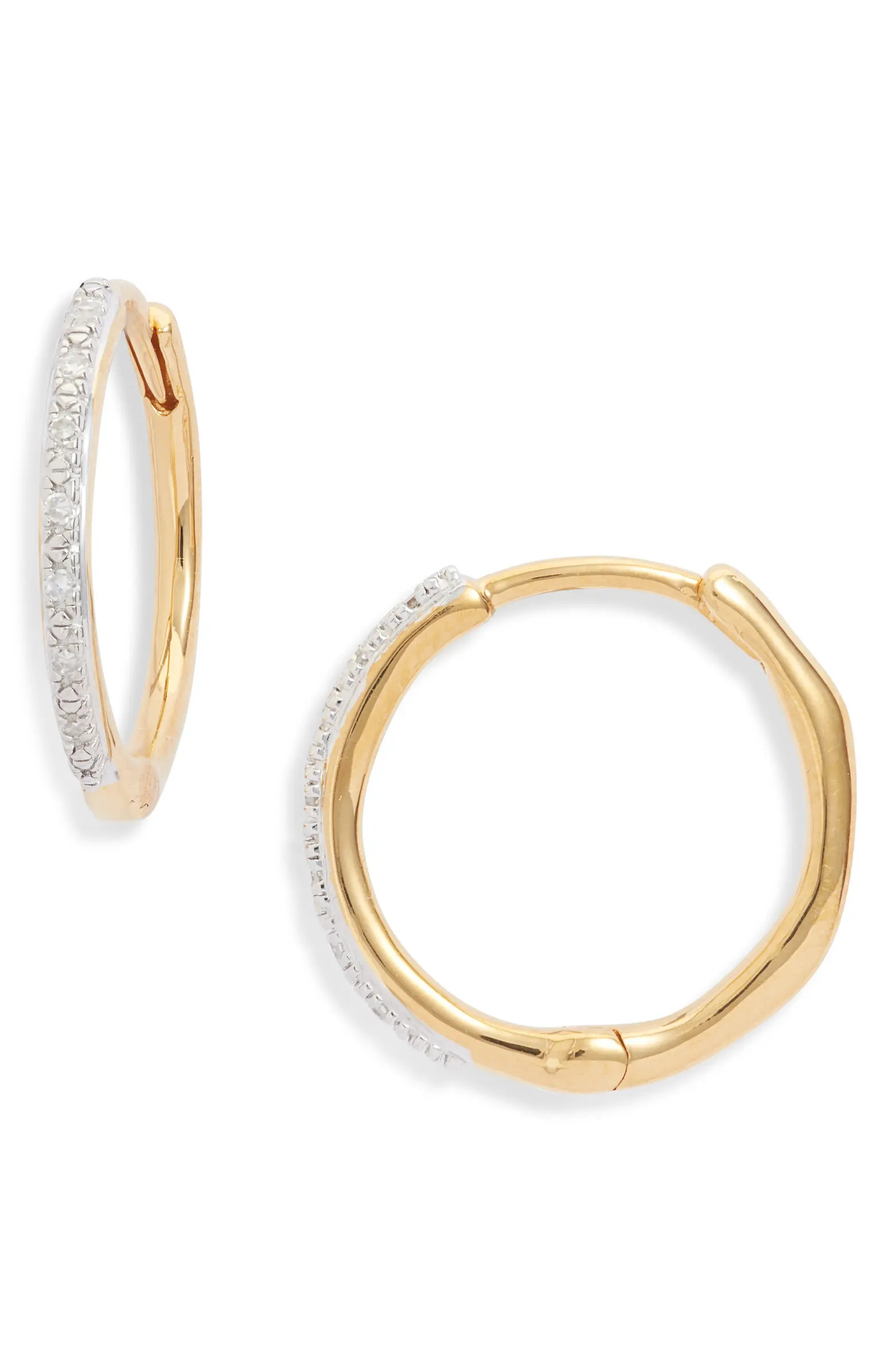 Medium Riva Wave Diamond Hoop Earrings | Nordstrom